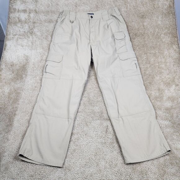 5.11 Tactical Other - 511 Tactical Mens Pants Size 34x32 Beige Khakis Cargo Pockets Double Knee B111